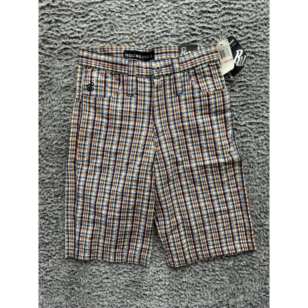 Roca Wear Long Shorts Size 10 (26) Plaid Streetwear Skater‎ Embroidered Y2K NWT